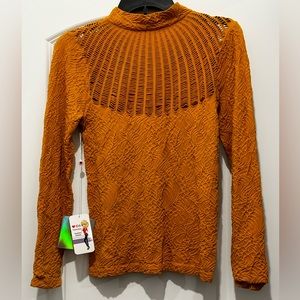 Mustard Yellow bodycon seamless long sleeve top size Medium/Large